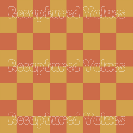 Terracotta & Amber Retro Checkers PNG Seamless Pattern Design // Recaptured Values