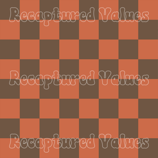 Terracotta & Mocha Retro Checkers PNG Seamless Pattern Design // Recaptured Values