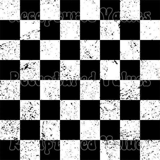 Distressed White and Black Checkers PNG Seamless Pattern Design // Recaptured Values